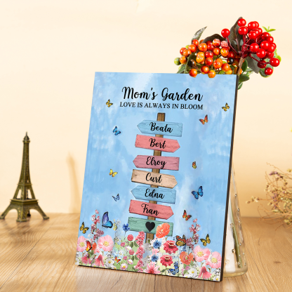 6 Names - Personalized Cute Elephant Style Home Frame Wooden Ornament with Customizable Text for Mom