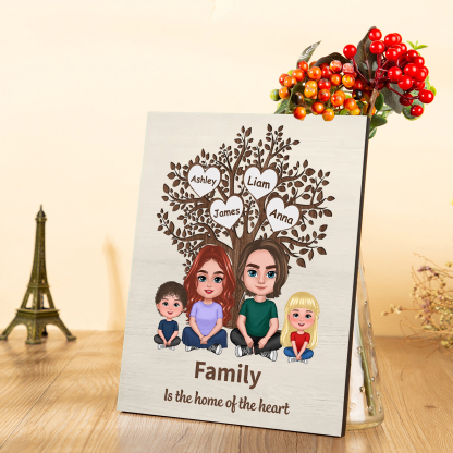 Personalized Family Tree Board Painting- 3 Customized Name, Exquisite Wooden Decorations For Mom