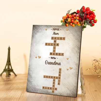Personalized Wooden Name Crossword – Custom Word Puzzle Print for Mom - Mother’s Day