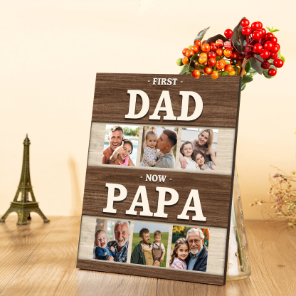 Custom Wooden Plaque for Dad or Papa, Family Photo Gift Ornaments - Wood Frame For Father's Day
