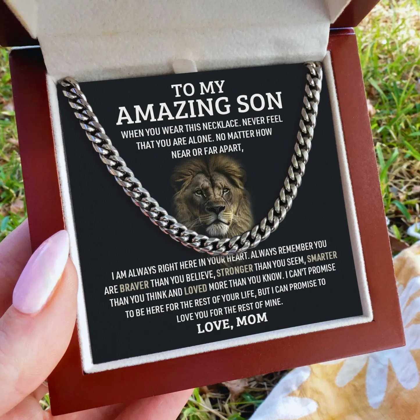 To My Son Never Feel That You Are Alone Cuban Chain Necklace Stainless Steel Necklace Warm Gift | Jessemade