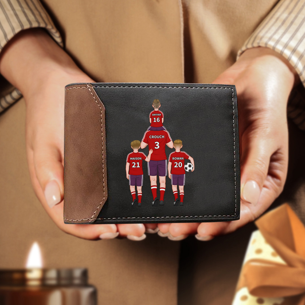Personalised Football Family Leather Men's Wallet With Various Designs Christmas Gift For Dad | Jessemade