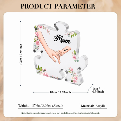 1 Name - Personalized Acrylic Heart Keepsake Customized Name Holding Hands Acrylic Plaque Ornament Mother's Day Gift for Mom