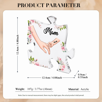 1 Name - Personalized Acrylic Heart Keepsake Customized Name Holding Hands Acrylic Plaque Ornament Mother's Day Gift for Mom