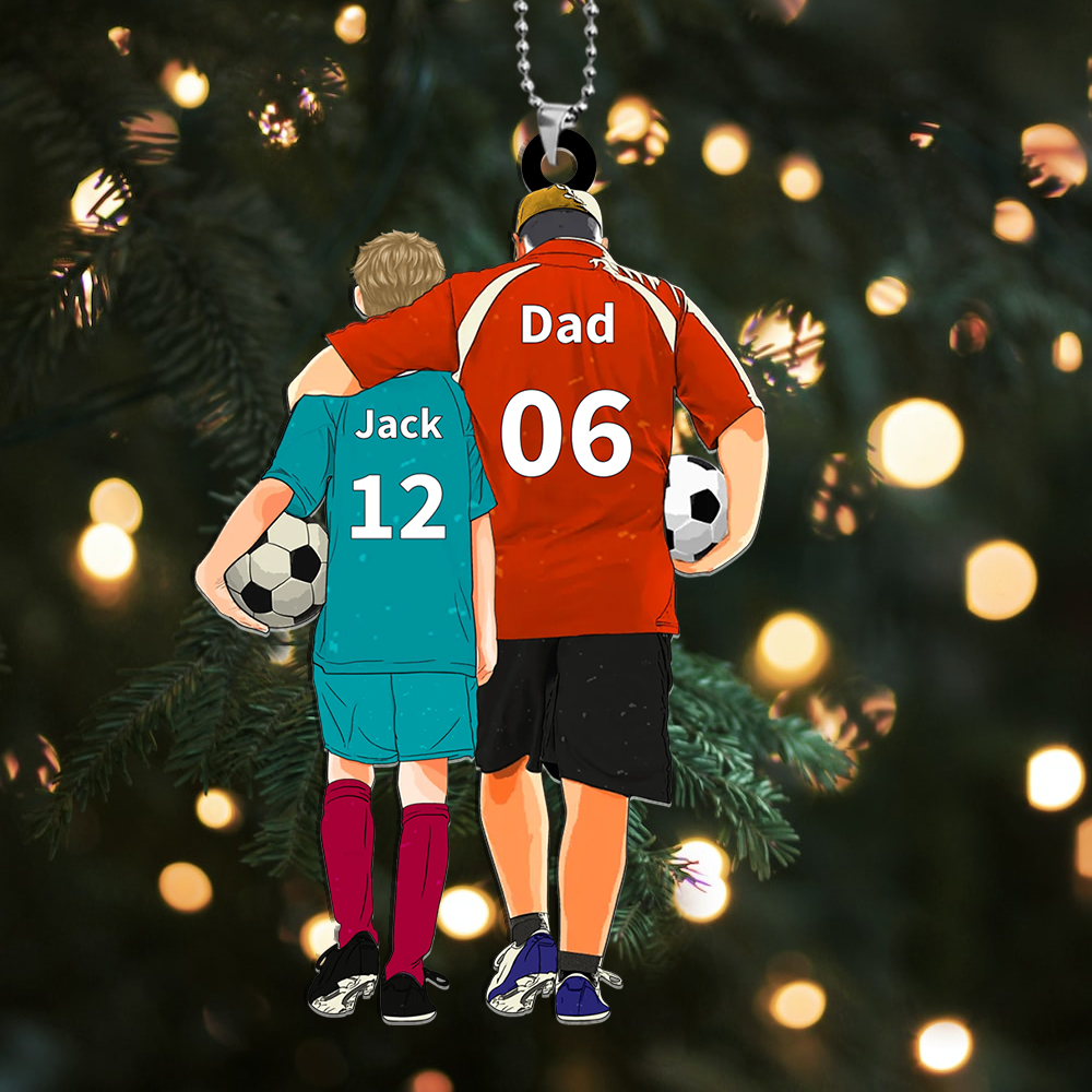 Personalised Acrylic Ornament – Custom Father & Child Design, Football-Themed Gift for Family | Jessemade