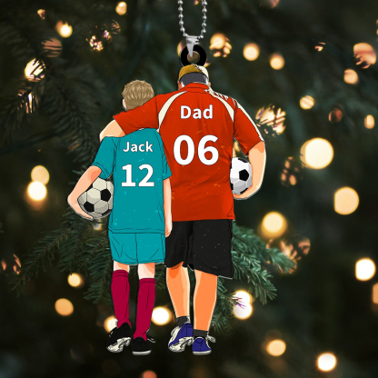 Personalised Acrylic Ornament – Custom Father & Child Design, Football-Themed Gift for Family | Jessemade
