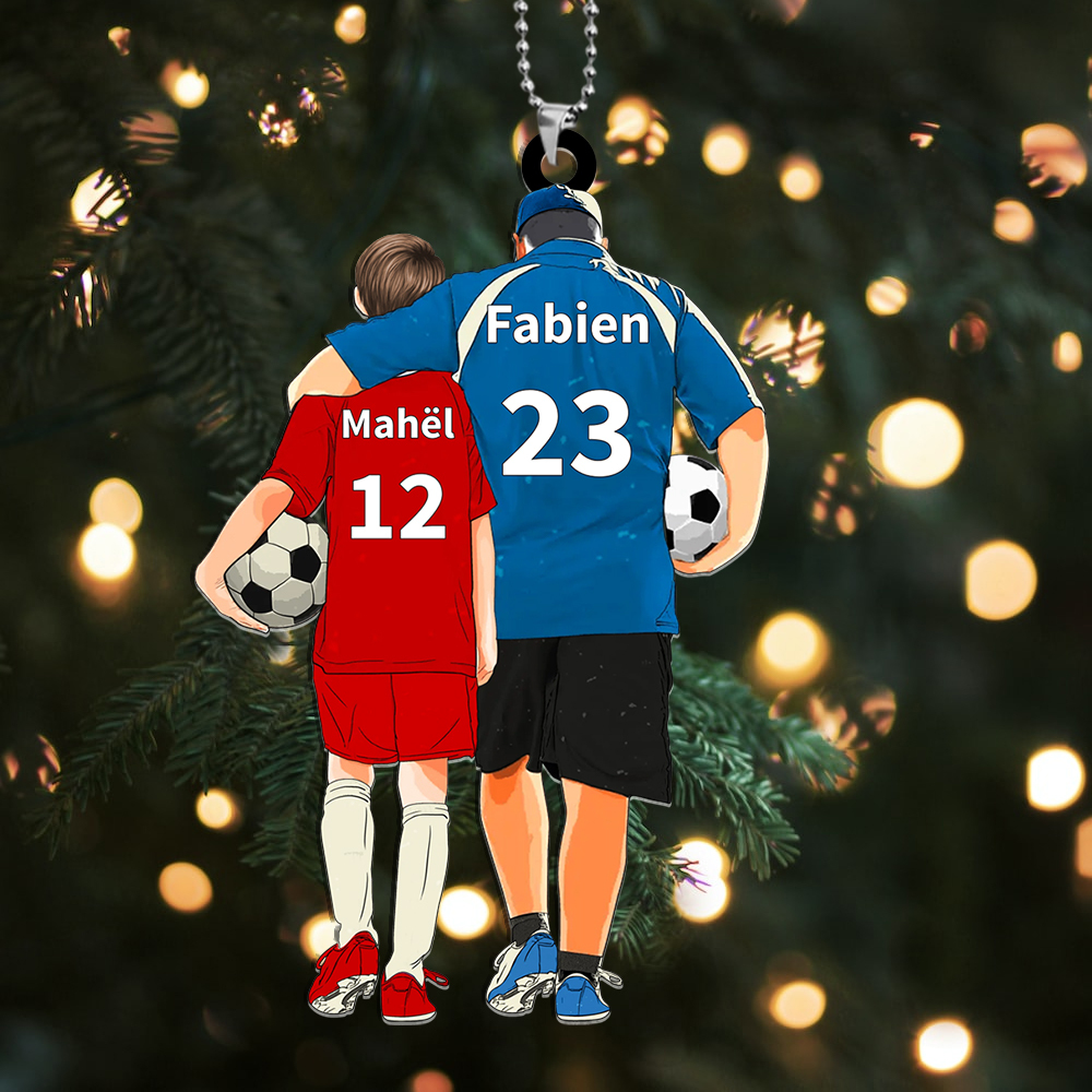 Personalised Acrylic Ornament – Custom Father & Child Design, Football-Themed Gift for Family | Jessemade