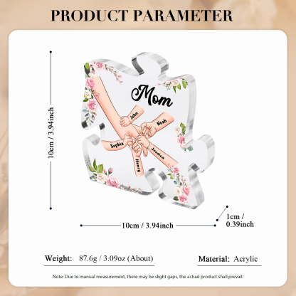 5 Name - Personalized Acrylic Heart Keepsake Customized Name Holding Hands Acrylic Plaque Ornament Mother's Day Gift for Mom