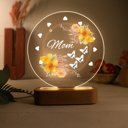 4 Name-Personalized Home Night Light Customized Family Member Names with LED Lighting Bedroom Decor for Mom