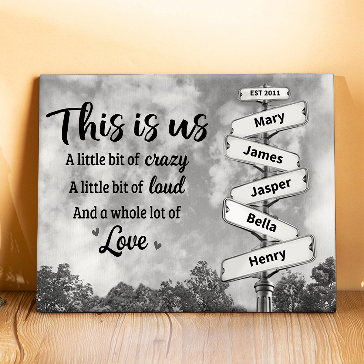 This Is Us And A Whole Lot Of Love - Family Personalised Custom 2-8 Name Wooden Ornaments Gift For Family | Jessmade