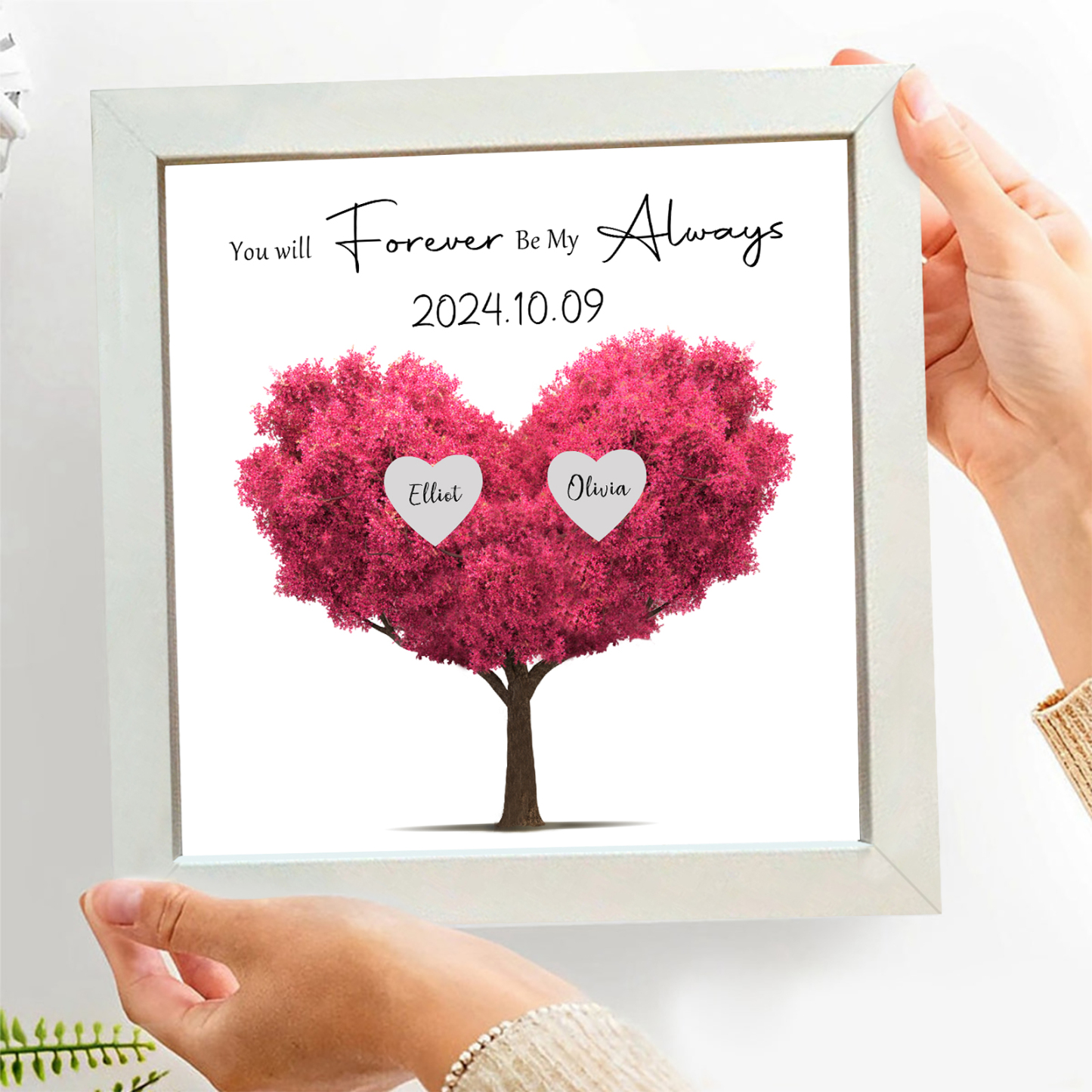 Personalized Love Tree Plastic Photo Frame with 2 Names & Date – Valen