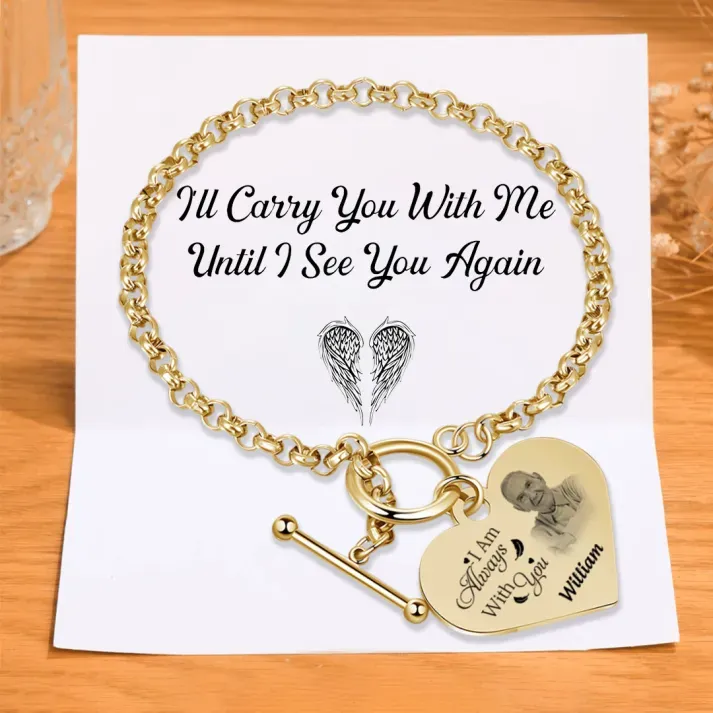 Personalized Memorial Bracelet with Custom Name and Photo I Am Always With You Gift Set for Family | Jessemade