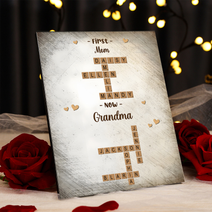 Personalized Wooden Name Crossword – Custom Word Puzzle Print for Mom - Mother’s Day