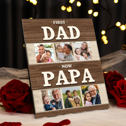 Custom Wooden Plaque for Dad or Papa, Family Photo Gift Ornaments - Wood Frame For Father's Day