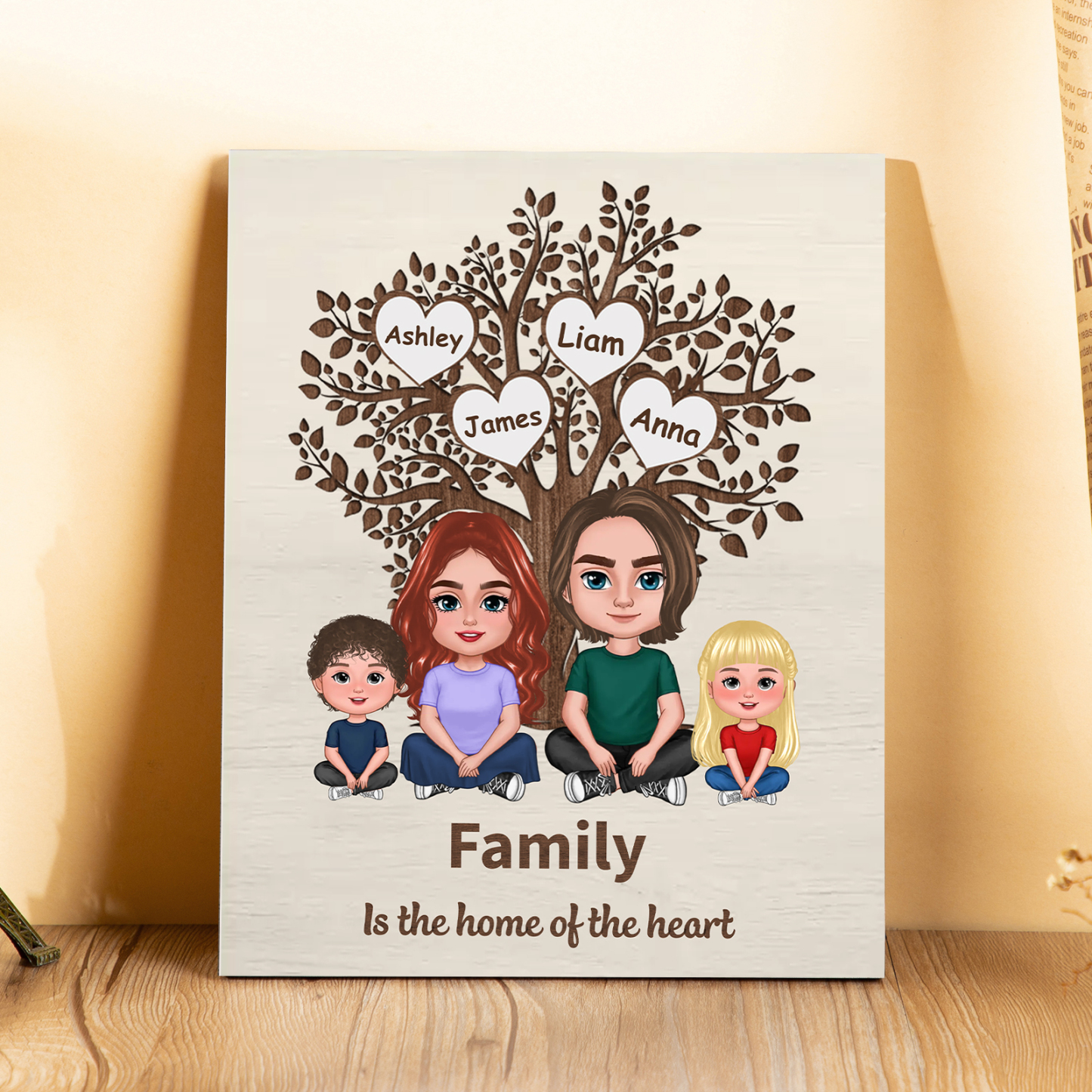 Personalized Family Tree Board Painting- 3 Customized Name, Exquisite Wooden Decorations For Mom