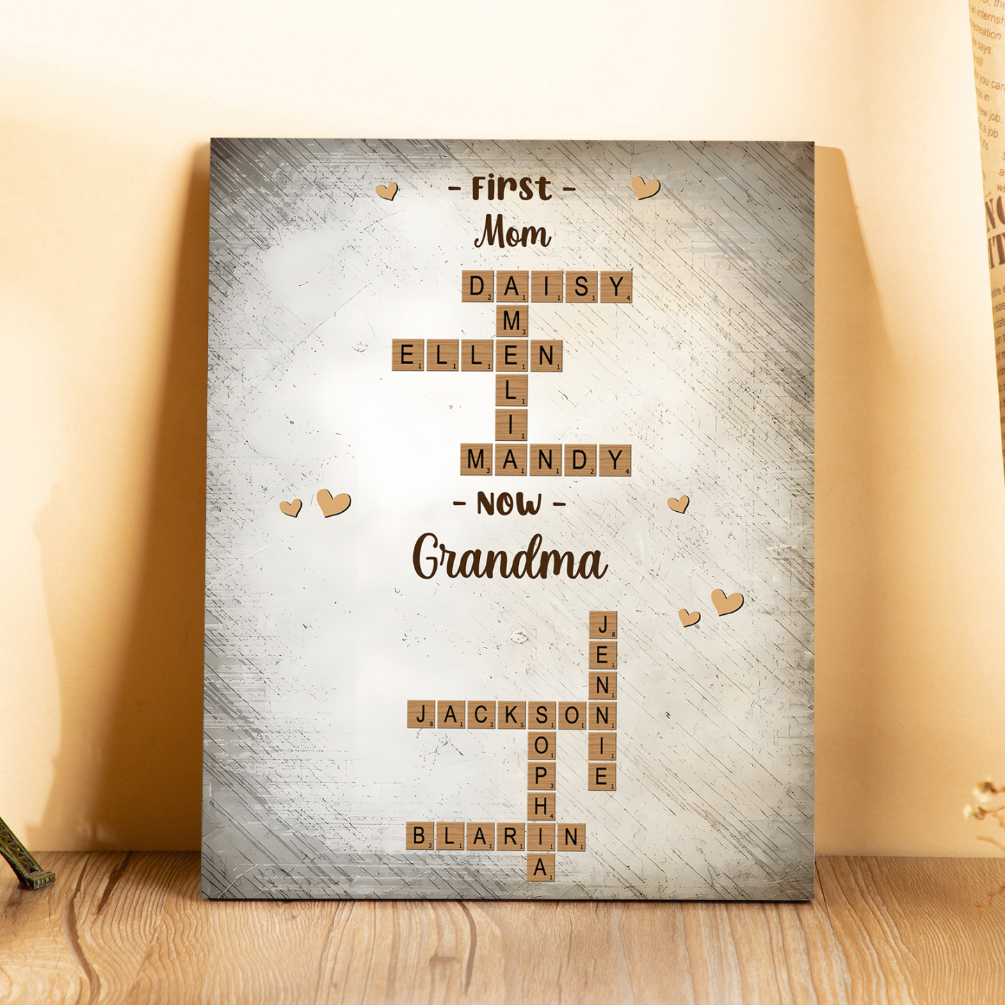 Personalized Wooden Name Crossword – Custom Word Puzzle Print for Mom - Mother’s Day
