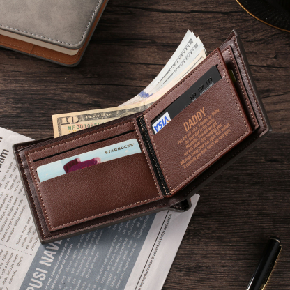 2-9 Names-Personalized Leather Men Wallet Engraved Fist Bump Folding Wallet Gift For Dad - Customized in the USA & Ships in 2 Days