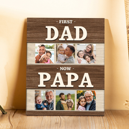 Custom Wooden Plaque for Dad or Papa, Family Photo Gift Ornaments - Wood Frame For Father's Day