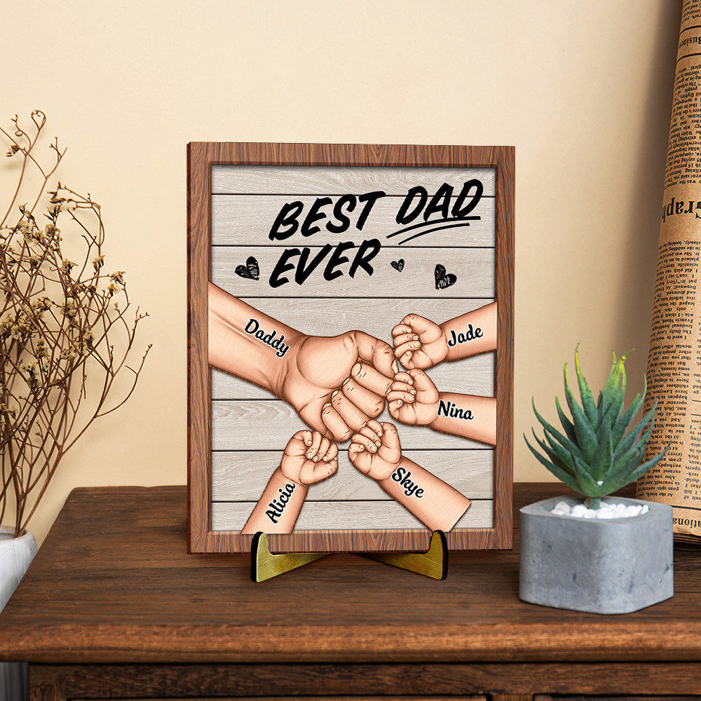 Personalized Fist Bump Name Wooden Plaque, Gift for Dad - Wooden Gamin