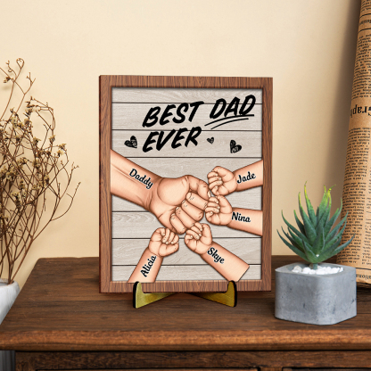 Personalized Fist Bump Name Wooden Plaque, Gift for Dad - Wooden Gamin