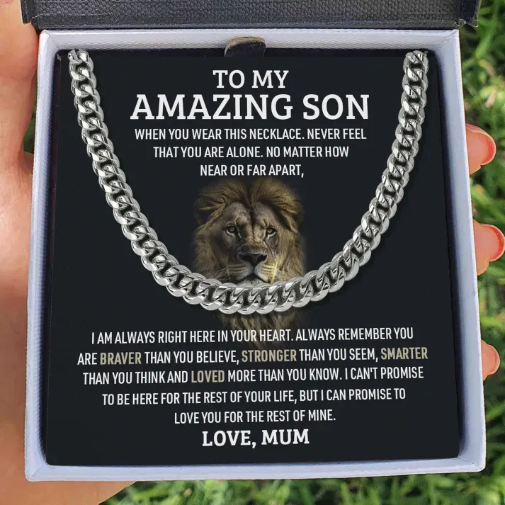 To My Son Never Feel That You Are Alone Cuban Chain Necklace Stainless Steel Necklace Warm Gift | Jessemade