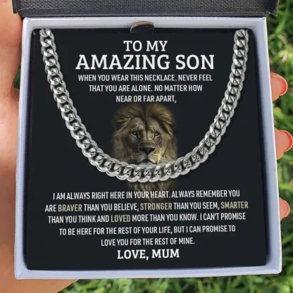 To My Son Never Feel That You Are Alone Cuban Chain Necklace Stainless Steel Necklace Warm Gift | Jessemade