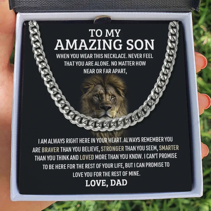 To My Son Never Feel That You Are Alone Cuban Chain Necklace Stainless Steel Necklace Warm Gift | Jessemade