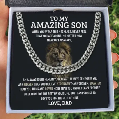 To My Son Never Feel That You Are Alone Cuban Chain Necklace Stainless Steel Necklace Warm Gift | Jessemade