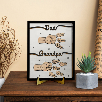 2-12 Names Personalized Fist Bump Wooden Ornaments Gift for Grandad/Dad