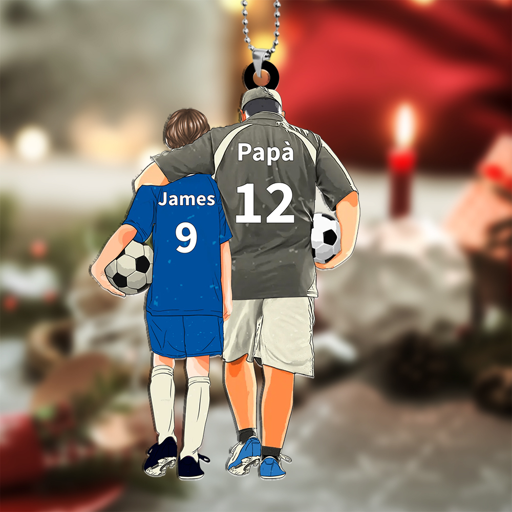 Personalised Acrylic Ornament – Custom Father & Child Design, Football-Themed Gift for Family | Jessemade