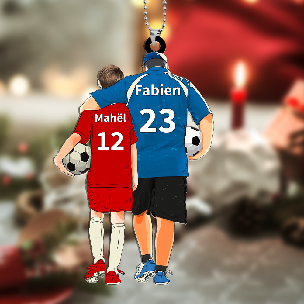 Personalised Acrylic Ornament – Custom Father & Child Design, Football-Themed Gift for Family | Jessemade