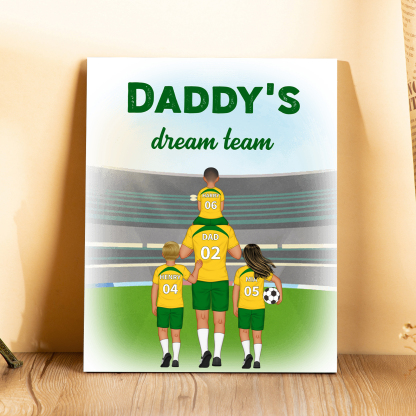 To My Dad - Wooden Frame Dad's Football Team 2-9 Personalized Name with Text