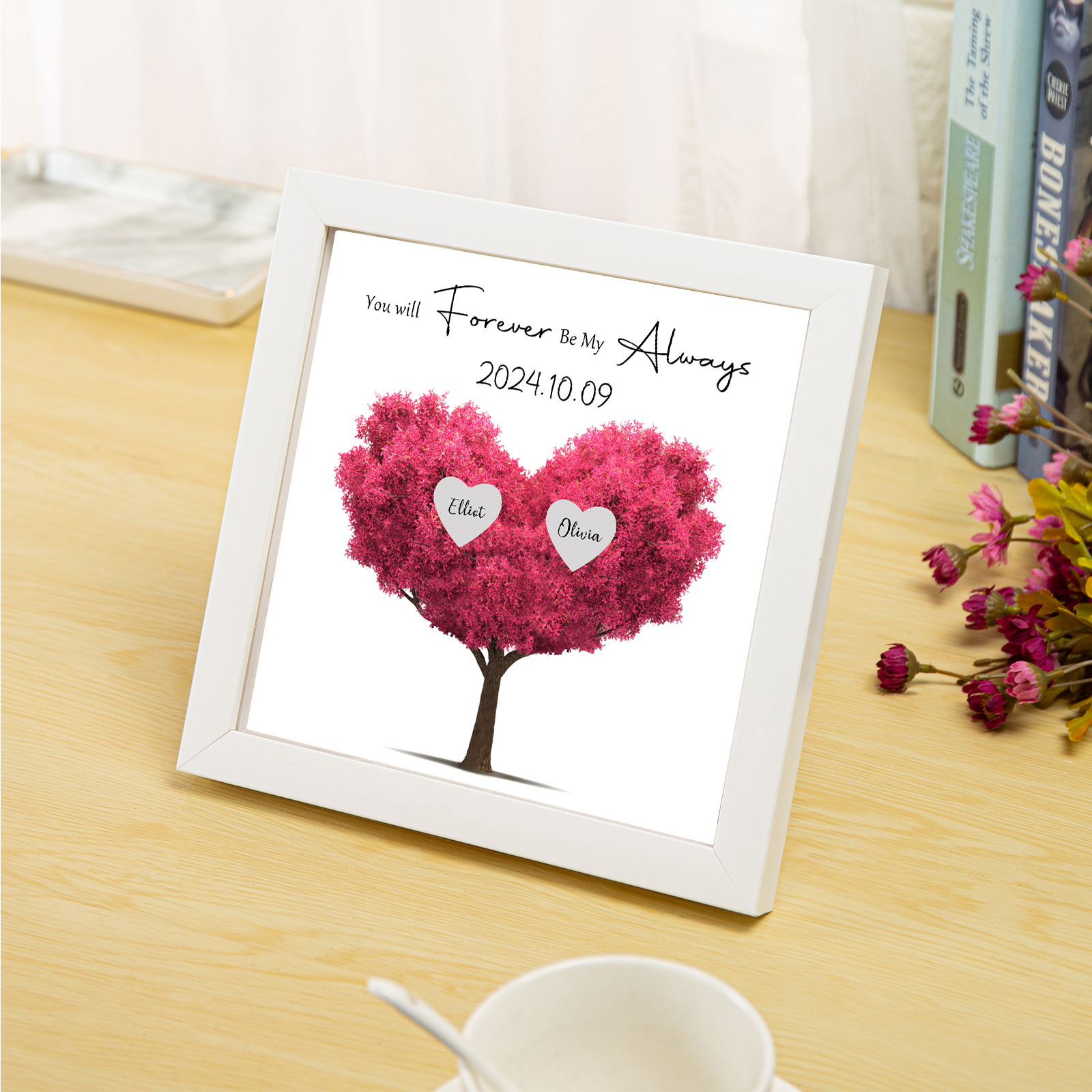 Personalized Love Tree Plastic Photo Frame with 2 Names & Date – Valentine's Gift for Couple | Jessemade