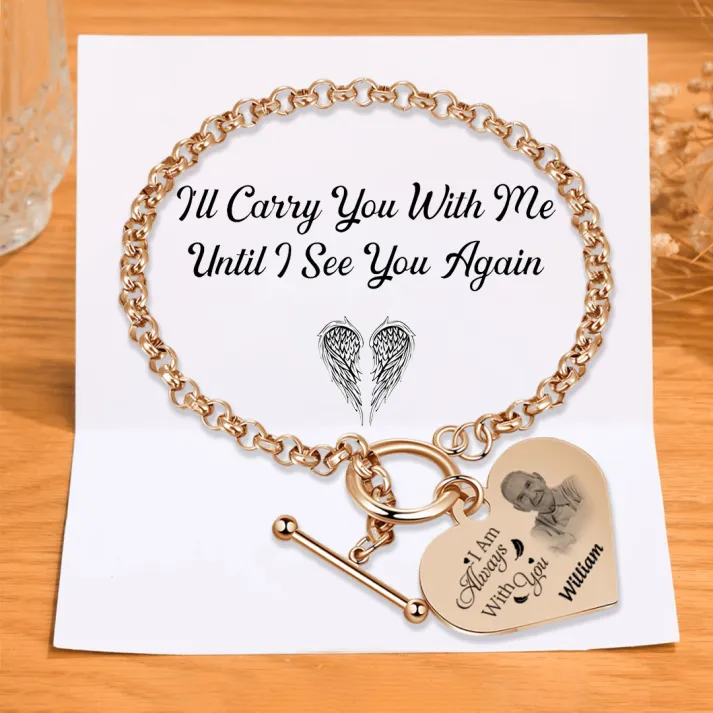 Personalized Memorial Bracelet with Custom Name and Photo I Am Always With You Gift Set for Family | Jessemade