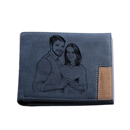 Personalized Leather Wallet Engraved Photo Short Purse Gifts For Men