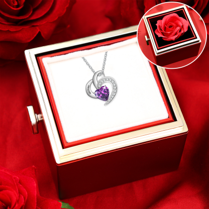 Personalized Heart Shaped Necklace Customized With 1 Name and 1 Birthstone Necklace with Gift Box for Mom/Grandma | Jessemade