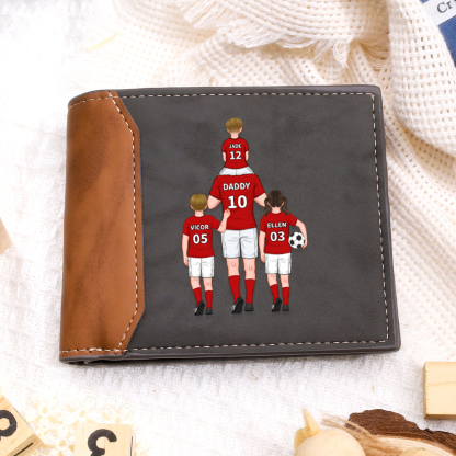 Personalised Football Family Leather Men's Wallet With Various Designs