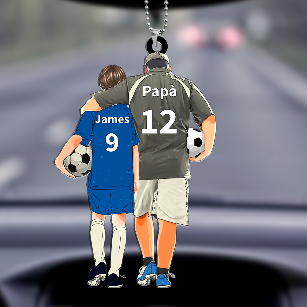 Personalised Acrylic Ornament – Custom Father & Child Design, Football-Themed Gift for Family | Jessemade