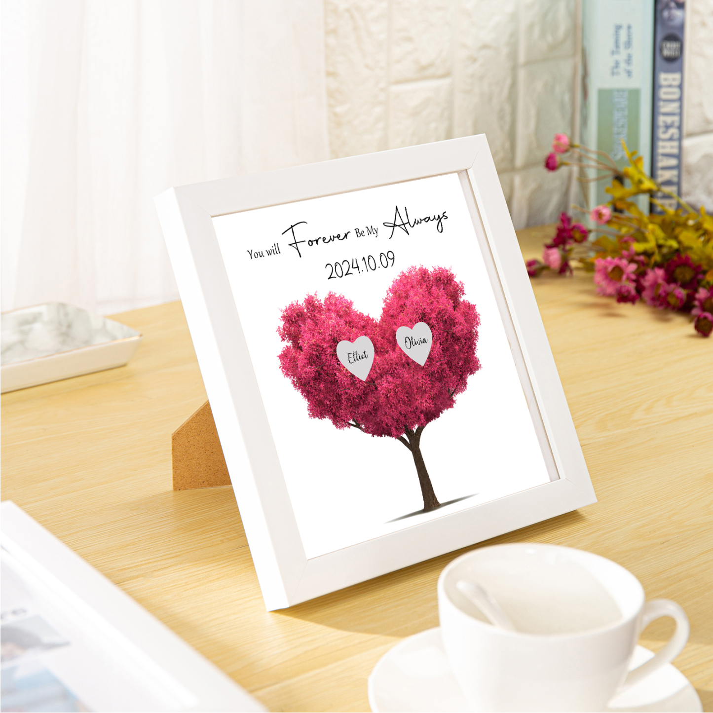 Personalized Love Tree Plastic Photo Frame with 2 Names & Date – Valentine's Gift for Couple | Jessemade