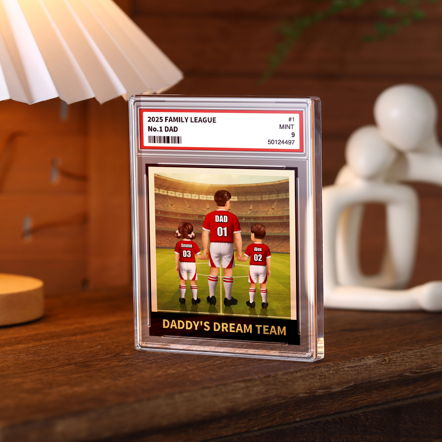 Personalized Acrylic Soccer Display  – “Daddy's Dream Team” Name Plaque for Father's Day