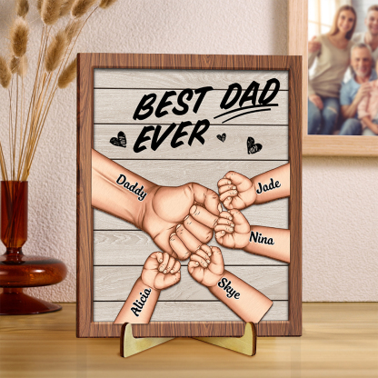 Personalized Fist Bump Name Wooden Plaque, Gift for Dad - Wooden Gaming Dad Name Art Frame For Father