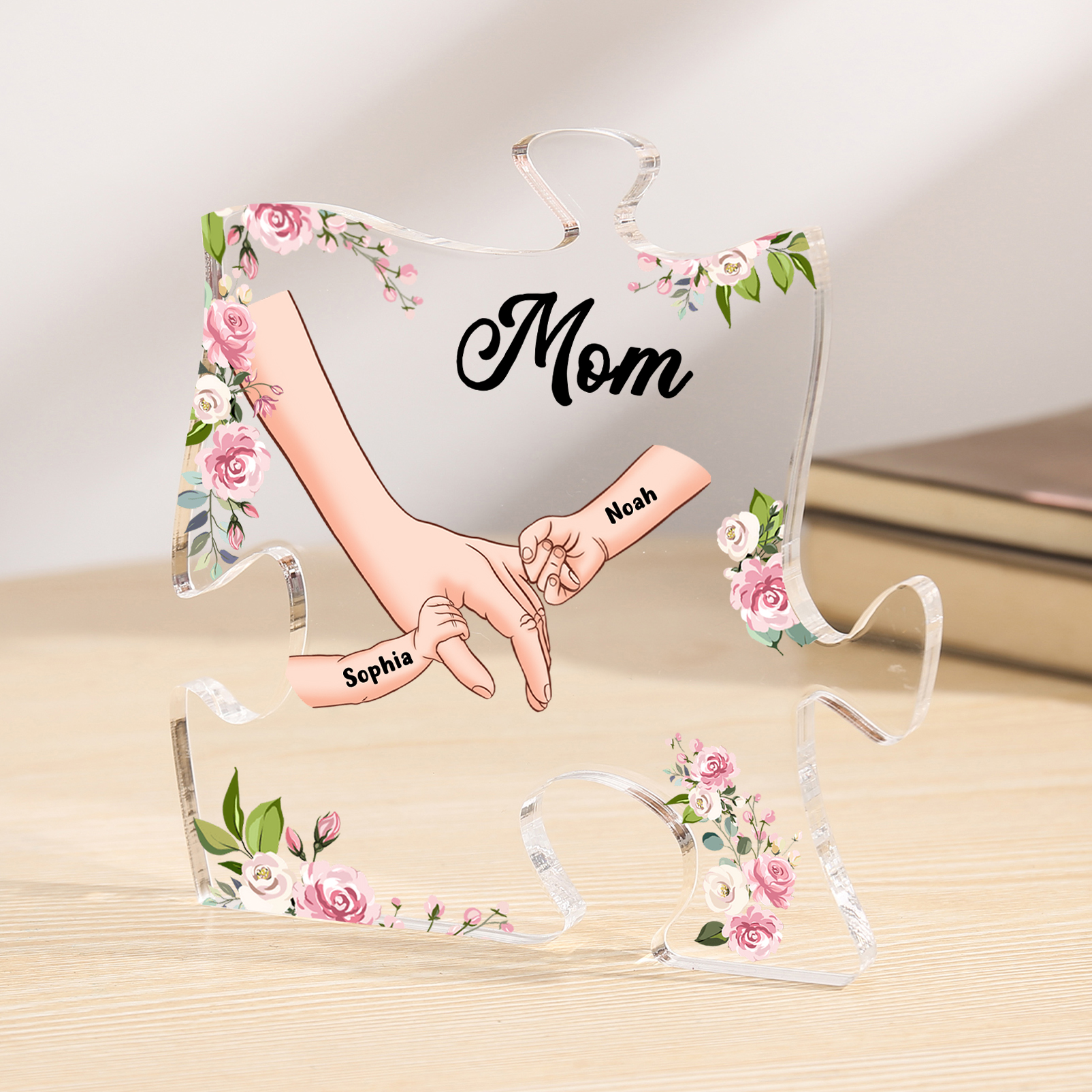 1 Name - Personalized Acrylic Heart Keepsake Customized Name Holding H