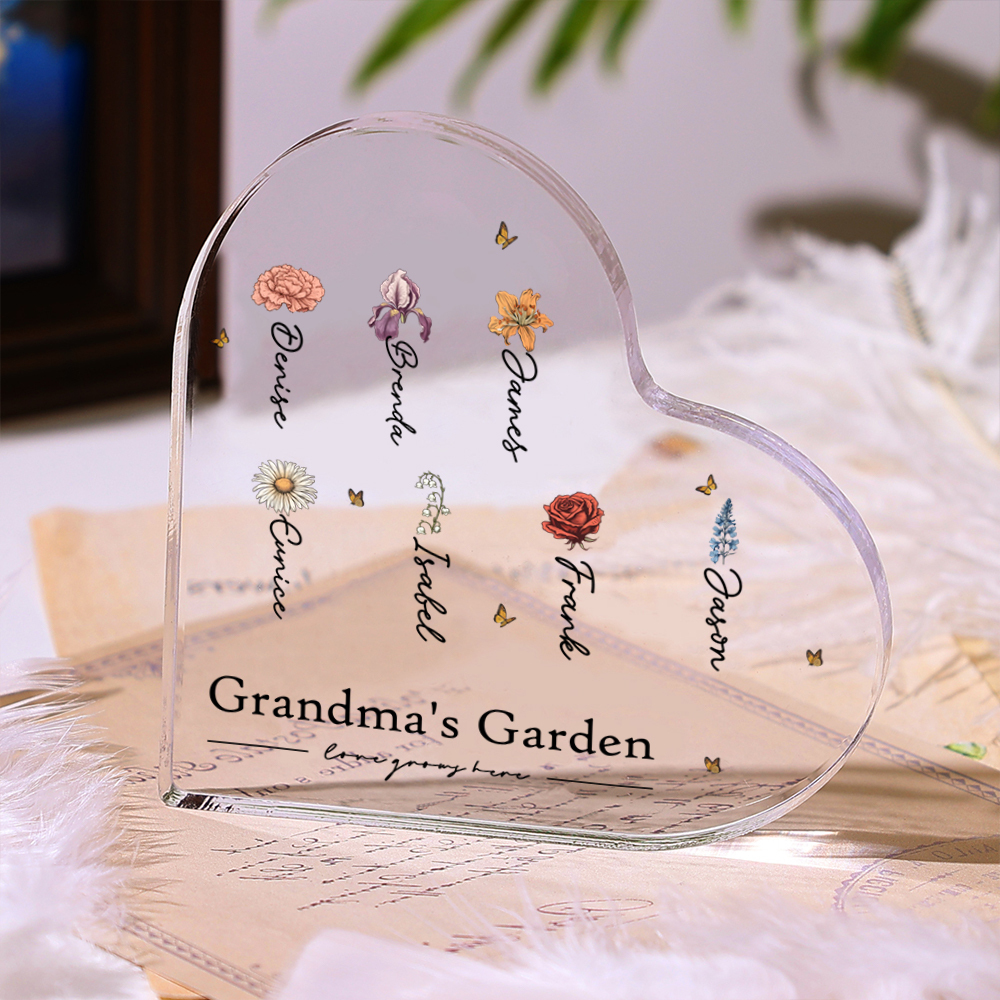 [Copy]Personalized Heart Shaped Acrylic Plaque - Bears - with 1-8 names & 1 text - Gift for Mom