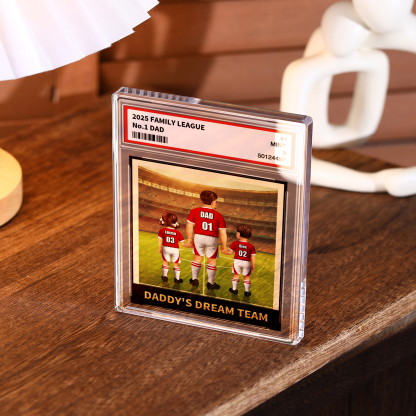 Personalized Acrylic Soccer Display  – “Daddy's Dream Team” Name Plaque for Father's Day
