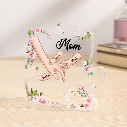 3 Name - Personalized Acrylic Heart Keepsake Customized Name Holding H