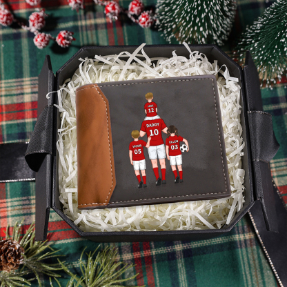 Personalised Football Family Leather Men's Wallet With Various Designs Christmas Gift For Dad | Jessemade