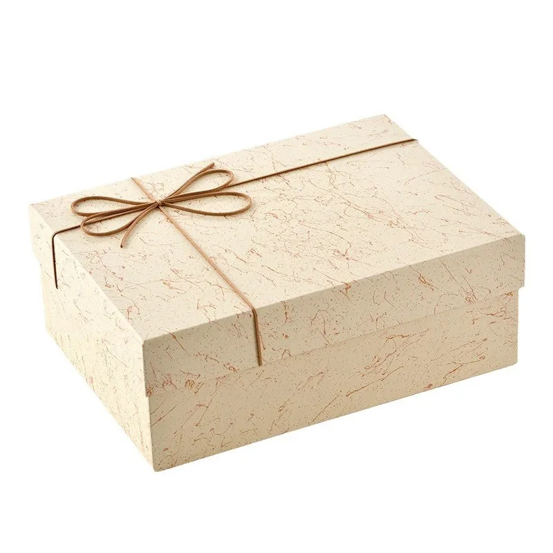 Marble Pattern Gift Box with Rustic Twine Bow