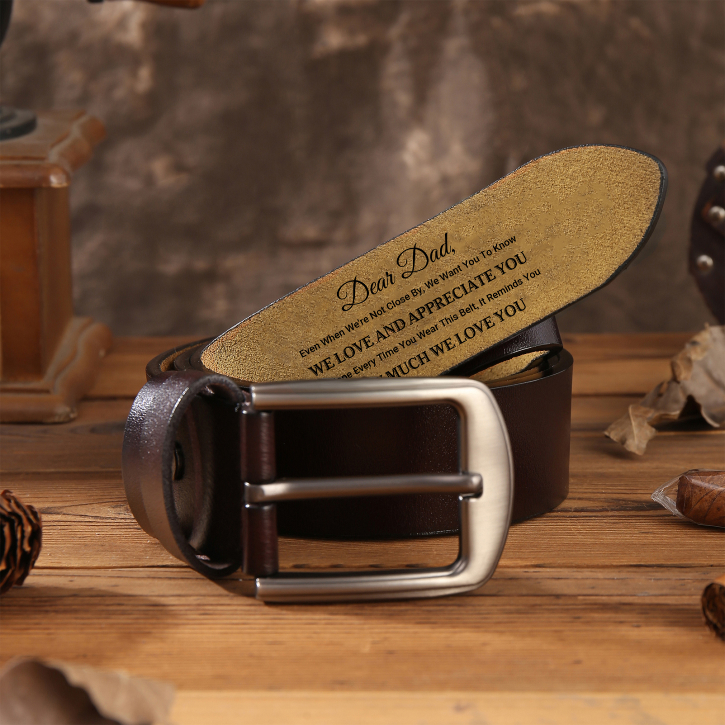 Engraved Belt for Dad - Father’s Day Personalized Leather Belt