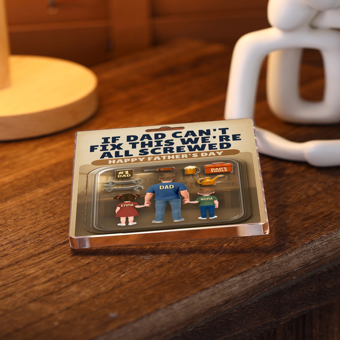 Funny Custom Father's Day Acrylic Plaque – Personalized Gift for Dad with Kids | Jessemade