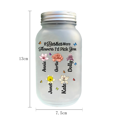 Personalised Mason Jar Light with Custom Birth Flowers & Names – Christmas Gift for Best Friends | Jessmade